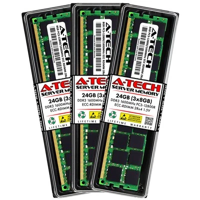 24GB 3x 8GB PC3-12800R RDIMM Dell PowerEdge C6220 II C8220 Memory RAM - Image 1 of 4