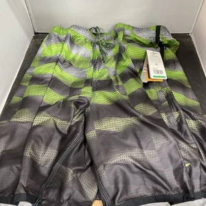 Speedo Men's Bathing Suit w/Compression & Zip Pocket Black/Green Large New - Picture 1 of 7