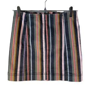 Y2K Jolt Juniors Rainbow Stripe Mini Skirt Size 3 or 26 Multicolor Indie Retro  - Picture 1 of 5