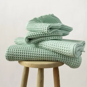 Püskül - Luxury Waffle Towel Set for Bathroom 4 Pieces Ice Green, Premium Qua... - Bild 1 von 9