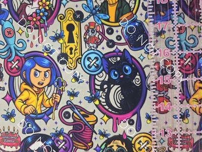 Custom 100% Cotton Woven Fabric Button Eye Girl By the 1/4 Yard 9x56 Gray - Image 1 of 2