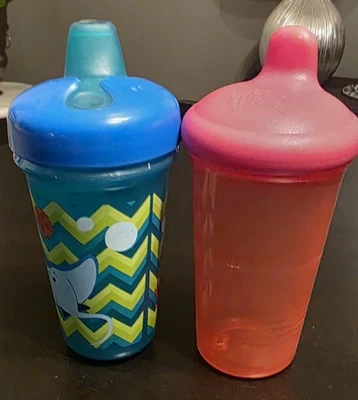 Tazas para sorber para niños pequeños, a prueba de derrames, 9 oz / #1 azul y verde (1er año) #2 rosa (padres Chc) Foto 1 de 4