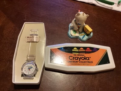 Caja de reloj Armitron Crayola vintage en caja correa transparente cuarzo crayón manecillas NUEVO Foto 1 de 4