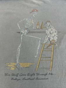 Vintage Sea Dog Graphic Tee Skeleton & Peg Leg Dog Drinking Beer Belize Men’s XL - Picture 1 of 10