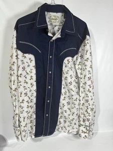 Wrangler Western Dress Shirt Mens Cowboy Rodeo Size L Floral Pearl Snap - Afbeelding 1 van 7
