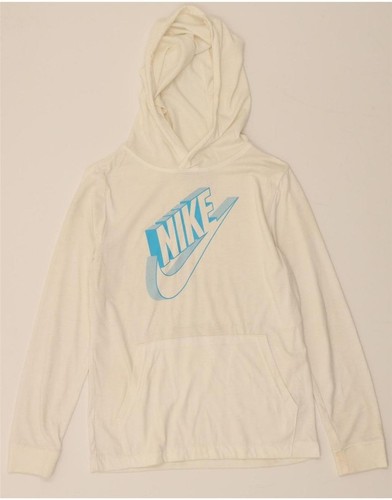 OFF WHITE NIKE maglione donna grafico con cappuccio UK 14 grande bianco sporco poliestere J214