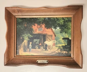 Paul Detlefsen Americana Scene Blacksmith Shop Print 979 D 10x7in. Framed Vtg - Picture 1 of 8