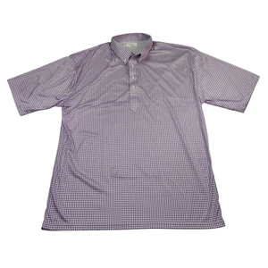Collars & Co Shirt Men 2XL Polo Dress Collar Purple White Check Golf Performance - Picture 1 of 9