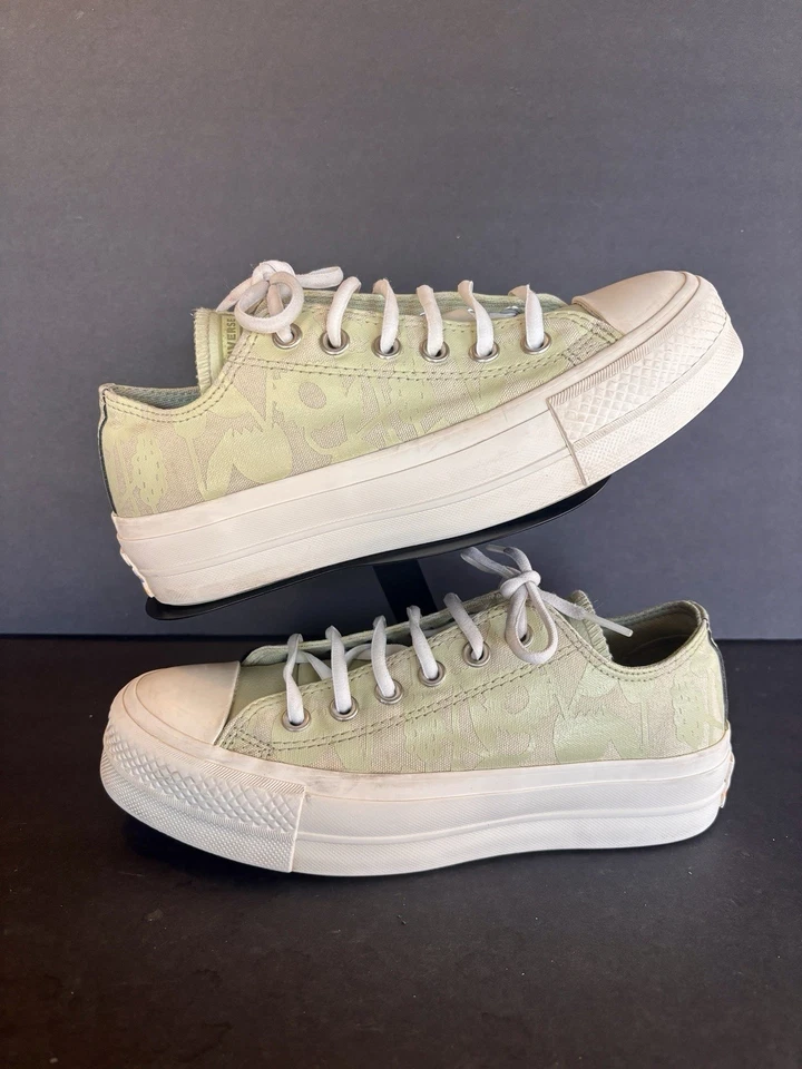 Plataforma Converse Chuck Taylor All Star em padrão verde feminina tamanho 7 - Imagem 1 de 4