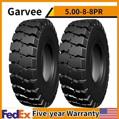 GRVEE 2pack Tires + Inner tube + Flap 5.00-8-8PR Forklift Tire 11mm Tread Depth 3.00D"