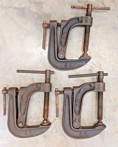 Lot of 3 Vintage GRAND 4A DUAL GRIP C Clamp / Double Action Machinist Tool Vise - Picture 1 of 6