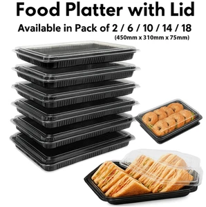 Speiseplatten mit klarem gewölbtem Deckel - Stapelbare Catering Buffets Party Tabletts - Bild 1 von 7