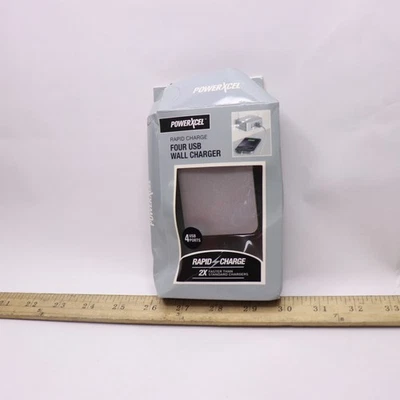 Cargador de pared PowerXcel Rapid Charge 4 USB plateado 202711 Foto 1 de 4