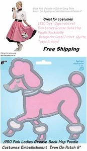 1950 Rosa Damas Grasa Calcetín Hop Caniche Disfraces Embellecimiento Plancha Parche 6" - Imagen 1 de 2