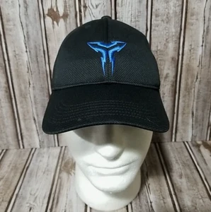 Nike Fit Dry Strapback Hat Baseball Cap Black Embroidered Blue Logo Adjustable - Picture 1 of 10
