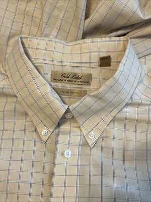 Camisa para hombre Roundtree and Yorke bolsillo a cuadros amarillos 4XL Foto 1 de 4