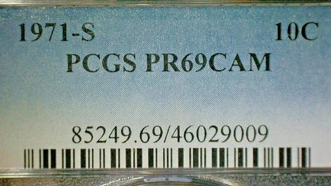 UNITED STATES UNC. 1971-S PCGS PR69CAM ROOSEVELT CLAD DIME-KM#195a Cover