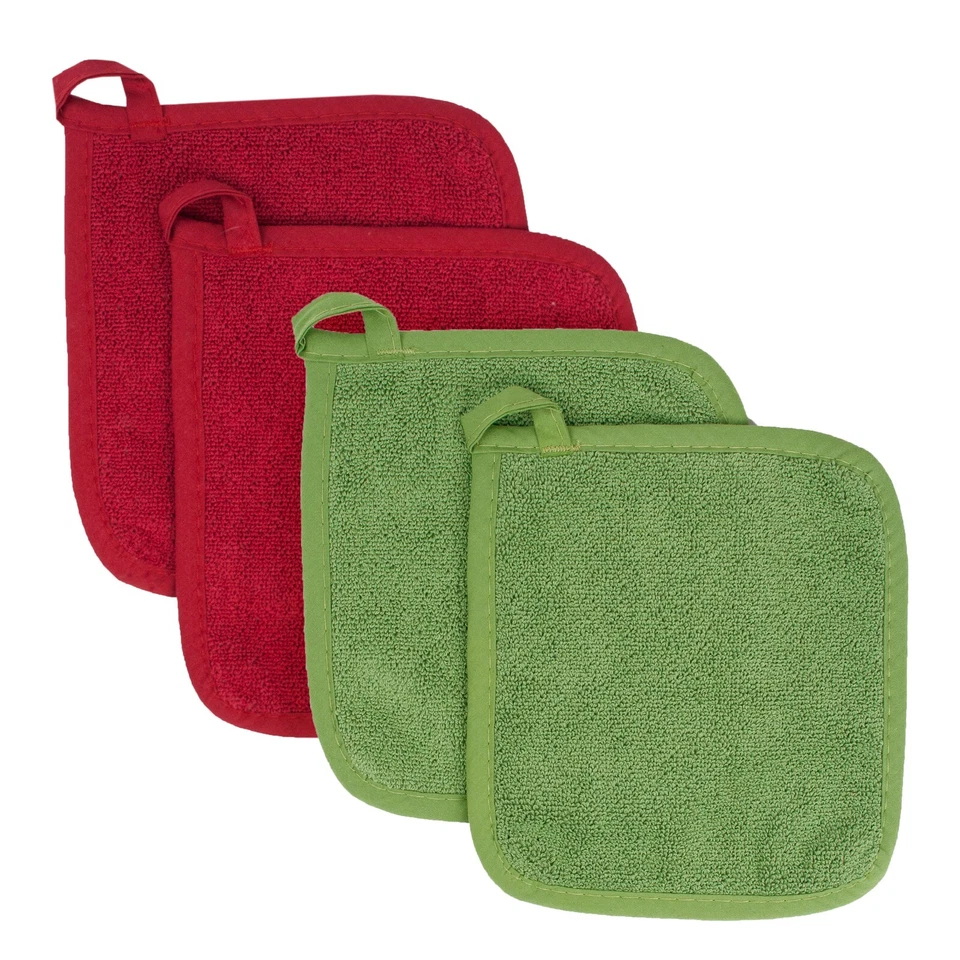Juego de 4 agarraderas de algodón ritz Terry | Almohadillas de cocina absorbentes y resistentes al calor Foto 1 de 1