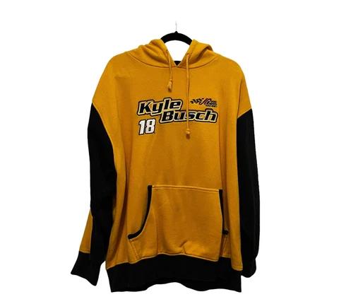 Winners Circle Kyle Busch Hoodie Sweatshirt Jacket Nascar Racing Yellow Mens XL Cover