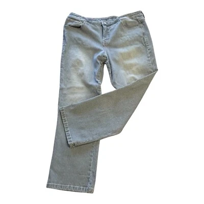 Code Bleu Railroad Striped Jeans Women’s 12 Stretch Light Wash Ankle Pants - Image 1 of 4