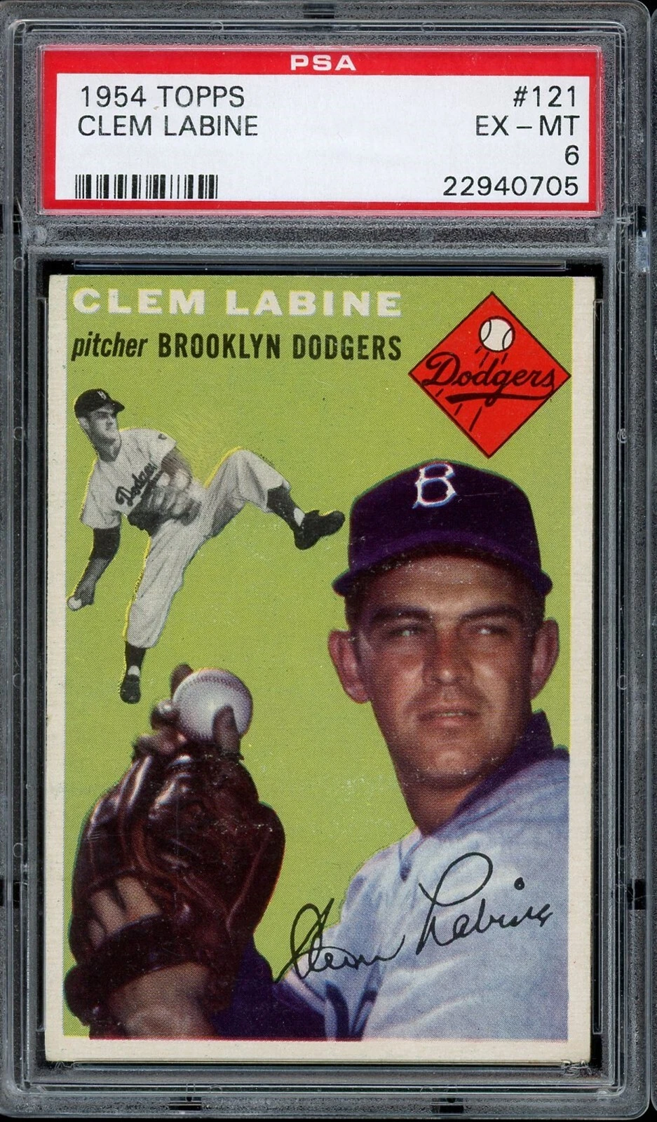 1954 Topps Baseball #121 Clem Labine PSA 6