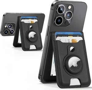 For Wallet Stand Magnetic Card Holder with Airtag Holder for iPhone 16 15 14 13 - Picture 1 of 7