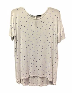 Kensie Women's Square Dot Print Short Sleeve Blouse, White - Picture 1 of 1