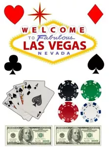 Decoración con impresión comestible de casino de Las Vegas para glaseado u oblea de pastel temático - Imagen 1 de 6