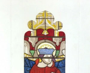 Winchester Cathedral window Henry VII engraved by Le Keux print 1845 - Picture 1 of 4