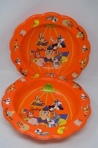 Lote de 2 tazones de plástico de Halloween Looney Tunes truco o trato naranja de 14 pulgadas - Imagen 1 de 5