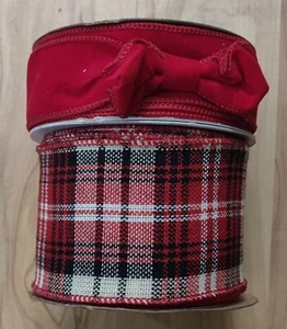 New 2 Rolls Wired/Non-wired Craft Ribbon Red Velvet/Burlap Holiday Christmas - Picture 1 of 4