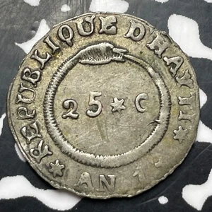 AN 13 (1816) Haiti 25 Centimes Lot#MK368 Silver! - Picture 1 of 2