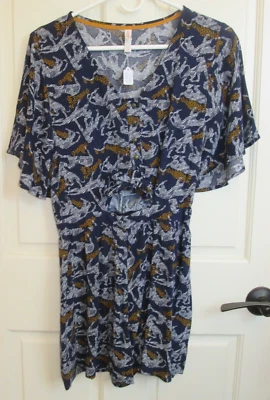 Mameluco azul Xhilaration para mujer talla S patrón de tigre cuello en V aleteo Sl 217-33847 Foto 1 de 4