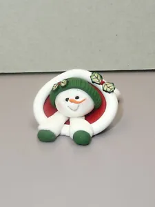 Helen Hughes OOAK Polymer Clay Snowman Figurine, 2" Long - Picture 1 of 4