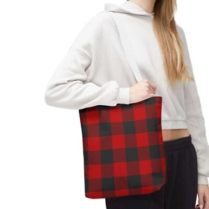 Red Plaid Tote Bag - 3 Sizes 13"X13" 16"X16" or 18"X18" - FREE Shipping! - Picture 1 of 12