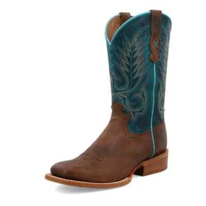 New $279 TWISTED X WS 11" Rancher Square Toe Women's 9 B Chocolate& Ocean Blue - Picture 1 of 11