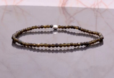 Grüner Saphir facettierte runde Edelstein Perlen dehnbare Armbänder 6-8 Zoll ... - Bild 1 von 4