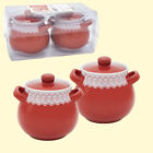 Zestaw garnków ceramicznych RODINA czerwony, 2 szt., każda 0,65 l garnki do pieczenia