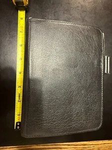 Franklin Quest Black Full Grain Leather Planner 6 Ring Binder 7.5 x 6" - Picture 1 of 8