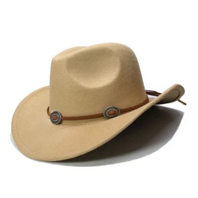 Niños Niñas Western Sombrero de Vaquero Niños Niño Vaquera Gorra Mezcla de Lana Ala Ancha 54 cm Foto 1 de 4