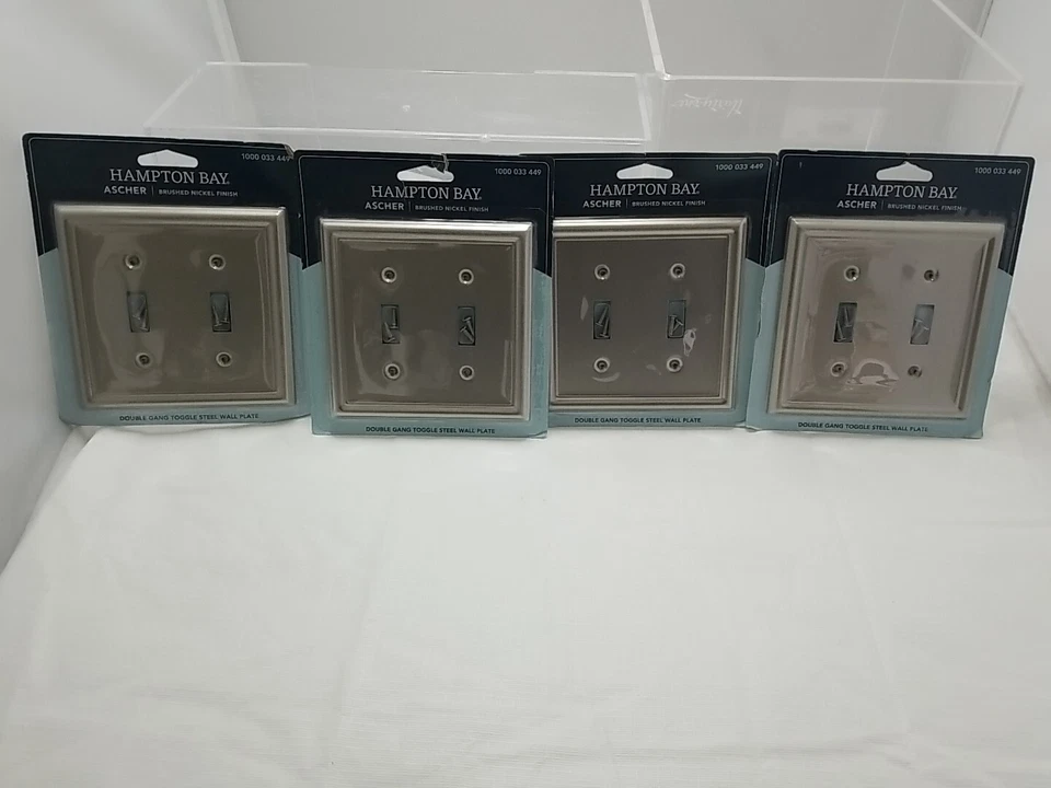 Hampton Bay Ascher 2 Gang Toggle Steel Wall Plate - Brushed Nickel - 149TTBNHB
