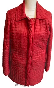 Talbots New Women Large Red Mid Weight Quilted Mid Length Hidden Buttons Coat - Picture 1 of 8