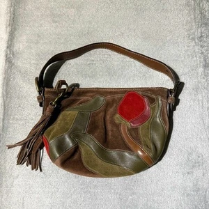 Coach Vintage 9260 Flower Patch Work Mini Bag Brown Women's Handbag Leather - Picture 1 of 12
