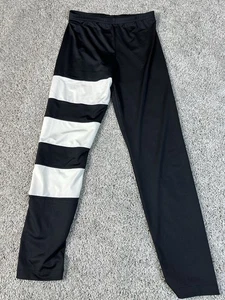 Adidas Black With Three White Stripes Girls Leggings Size L 10-12 - Picture 1 of 12