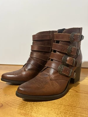 Steve Madden Marrón Pradera Western Tacón Bloque Hebilla Botas Para Mujer 7M Vaquera Foto 1 de 4