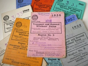 TGWU Transport General Workers Union Member Cards 1952-1963 - Foto 1 di 7