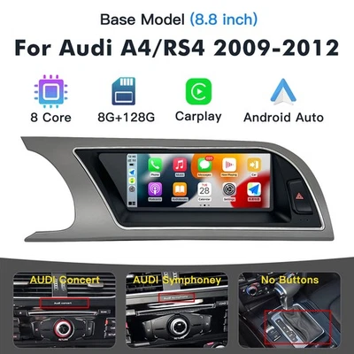 Autoradio multimedia Apple Carplay Android Audi A4 RS4 2009-12 modelo básico Foto 1 de 4