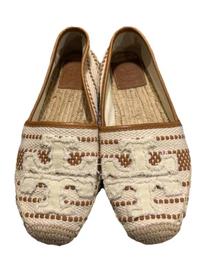 Alpargata Tory Burch Shaw Talla 5 M Marfil Marrón Lona Cuero 33248 Foto 1 de 4