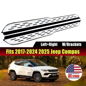 Running Board Fits for 2017-2024 2025 Jeep Compass Side Step Nerf Bar w/brackets - Picture 1 of 9