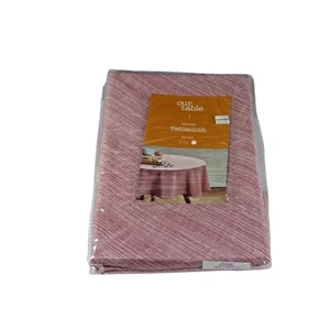Textured Cloth 70” Round Tablecloth In Haute Red by Our Table, Seats 4-6 - Picture 1 of 5